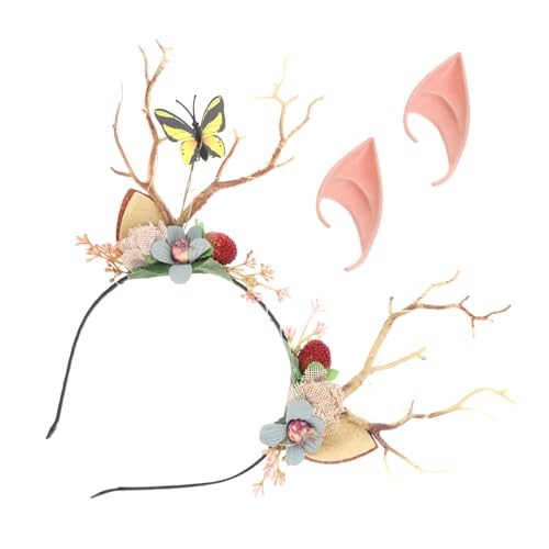 LRXIYODE Elfenohren Stirnband mit Leuchtenden Hirschgeweihen Cosplay Kostüm Zubehör für Halloween Karneval und Party Langlebig und Realistisch Gestaltet von LRXIYODE