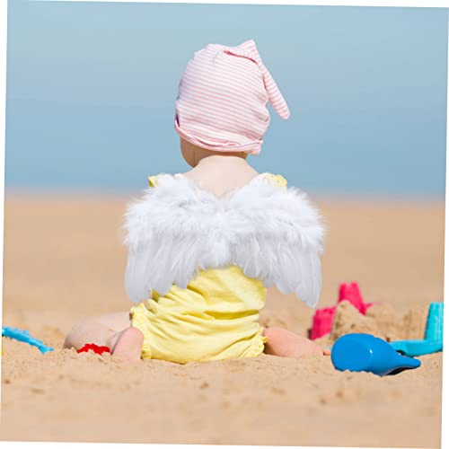 LRXIYODE Engelsflügel Weiß mit Schleifen Stirnband Leichtes Bequemes Cosplay Kostüm für Mädchen Geburtstag Hochzeit Weihnachten Bühne von LRXIYODE