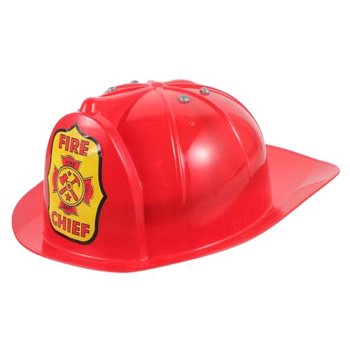 LRXIYODE Feuerwehrmann Kinderhelm aus Kunststoff Rollenspiel Hut für Jungen Feuerwehrkostüm Zubehör für Partys und Geburtstagsfeiern Leichter Bequemer Feuerwehrhut für Kreative Spielstunden von LRXIYODE