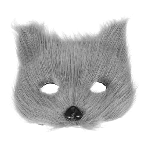 LRXIYODE Fluffy Fuchs Halbgesichts Maske Cosplay Tiermaske Weiches Material Filigranes Design für Halloween Maskenball Fasching Partyaccessoire für Damen und Herren von LRXIYODE