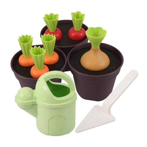 LRXIYODE Gartenspielzeug Set mit Robustem Sand Gartenschaufel Kleinem Gießkanne und Realistischem Karottenpflanzset für Strand Garten und Sandkasten für Jungen und Mädchen Draußen von LRXIYODE
