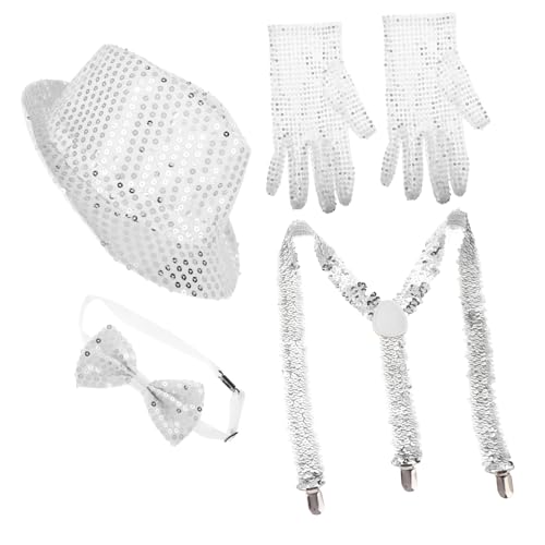 LRXIYODE Glänzender Paillettenhut für Herren Auffällige Kopfbedeckung im Punk für Disco Ball Partys Karneval mit Fliege Handschuhen Perfektes Zubehör für Fotokabinen LRXIYODE Glänzender Paillettenhut für Herren Auffällige Kopfbedeckung im Punk für Disco Ball Partys Karneval mit Fliege Handschuhen Perfektes Zubehör für Fotokabinen von LRXIYODE