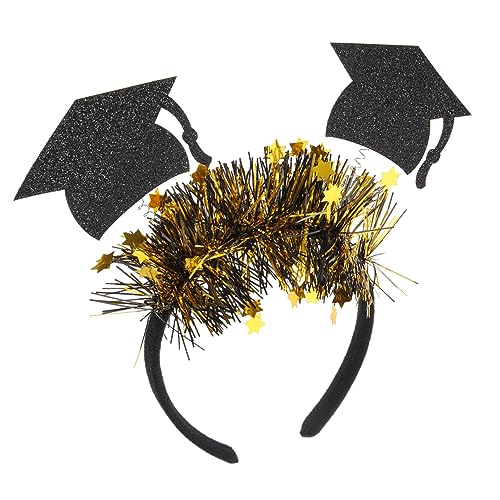 LRXIYODE Graduation Haarschmuck Doktorhut Stirnband mit Goldfarbenem Stern Elastisches Langlebiges Abschluss Kopfband für Studenten Party Foto Requisite von LRXIYODE