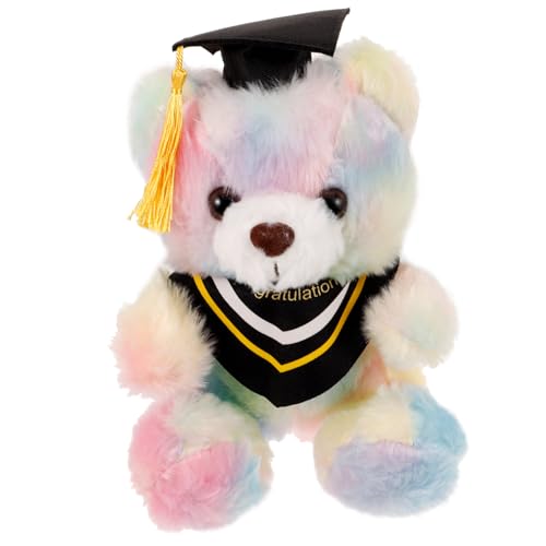 LRXIYODE Graduation Plush Bear Doll mit Doktorhut Weiches Flauschiges Kuscheltier aus Plüsch und PP Baumwolle Gefertigt Dekoratives für Abschlussfeiern Niedlicher Cartoon Bär in Pastellrosa von LRXIYODE