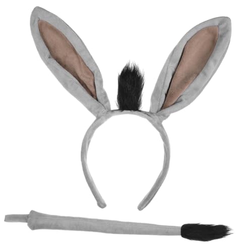 LRXIYODE Graues Esel Kostüm mit Weichem Garn Tierohren Haarreif und Einfach zu Tragen Vielseitig für Karneval Halloween Cosplay und Kostümpartys Geeignet von LRXIYODE