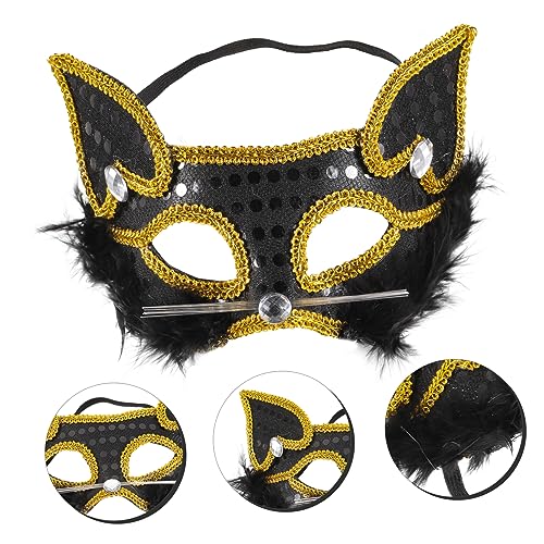 LRXIYODE Halloween Fox Halbgesichtsmaske Damen Cosplay Maske mit Pailletten Schwarz für Party Maskerade Festival von LRXIYODE