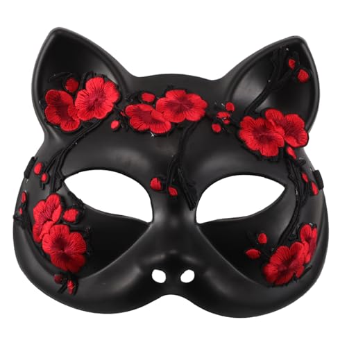 LRXIYODE Halloween Fox Maske Halbgesichts Tiermaske aus Leichtem Kunststoff Stilvolles Japanisches Fuchsmotiv Komfortabel und Wiederverwendbar für Kostümpartys und Karneval von LRXIYODE