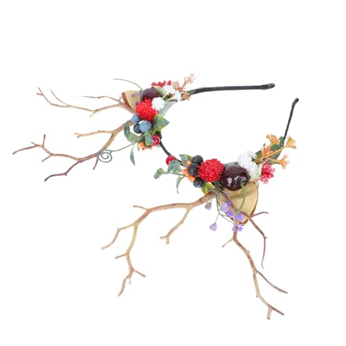 LRXIYODE Halloween Haarreif mit Rentiergeweih Dekorativer Kopfschmuck für Frauen Realistisches Stirnband für Halloween Party Karneval und Cosplay von LRXIYODE