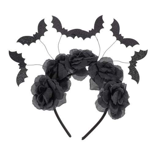 LRXIYODE Halloween Haarreif mit Schwarzen Rosen und Fledermaus Design Spinnen Dekoration Verstellbar und Bequem für Damen und Mädchen Perfektes Halloween Party Cosplay Zubehör von LRXIYODE