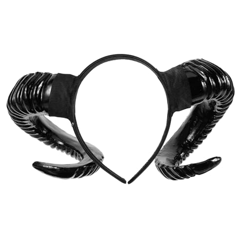 LRXIYODE Halloween Haarreif mit Schwarzen Schafhörnern Komfortabel und Hautfreundlich als Kopfschmuck für Halloween Karneval Party Accessoire für Erwachsene von LRXIYODE