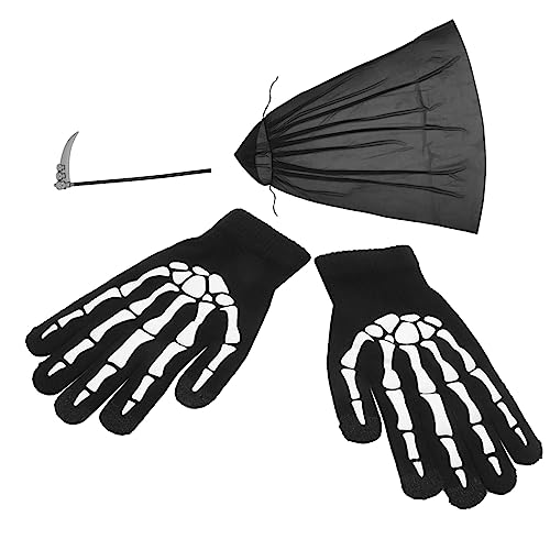 LRXIYODE Halloween Kostüm Set mit Schwarzem Umhang Sense und Handschuhen Verstellbares Cosplay Cape für Halloween Party Karneval Mottoparty Teiligem Zubehör LRXIYODE Halloween Kostüm Set mit Schwarzem Umhang Sense und Handschuhen Verstellbares Cosplay Cape für Halloween Party Karneval Mottoparty Teiligem Zubehör von LRXIYODE