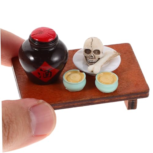 LRXIYODE Halloween Miniatur Schädel Figuren Leichte Kunststoff Deko für Puppenhaus Nahtlos Kombinierbar Stabile Miniatur Totenkopf Figuren für Gruselige Party Gartendekoration von LRXIYODE