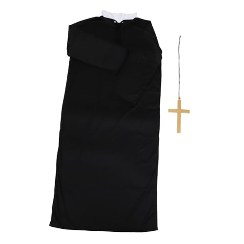 LRXIYODE Halloween Priesterkostüm Herren mit Kapuze Bequemes Cosplay Kostüm für Erwachsene Langlebige Karneval Verkleidung für Party und Fest Einheitsgröße Schwarz von LRXIYODE