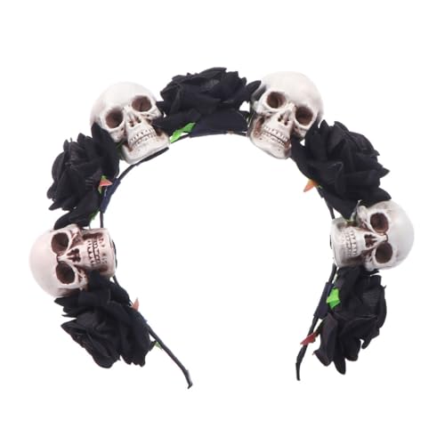 LRXIYODE Halloween Stirnband mit Schwarzen Rosen und Gruseligen Totenköpfen Leichter Haarschmuck für Damen Komfortables Halloween Kopfband für Party und Cosplay LRXIYODE Halloween Stirnband mit Schwarzen Rosen und Gruseligen Totenköpfen Leichter Haarschmuck für Damen Komfortables Halloween Kopfband für Party und Cosplay von LRXIYODE