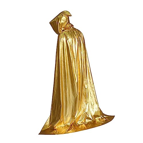 LRXIYODE Halloween Umhang Kapuze für Damen und Herren Langer Cosplay Cape Glänzendem Gold Stylisches Kostüm für Partys und Karneval LRXIYODE Halloween Umhang Kapuze für Damen und Herren Langer Cosplay Cape Glänzendem Gold Stylisches Kostüm für Partys und Karneval von LRXIYODE