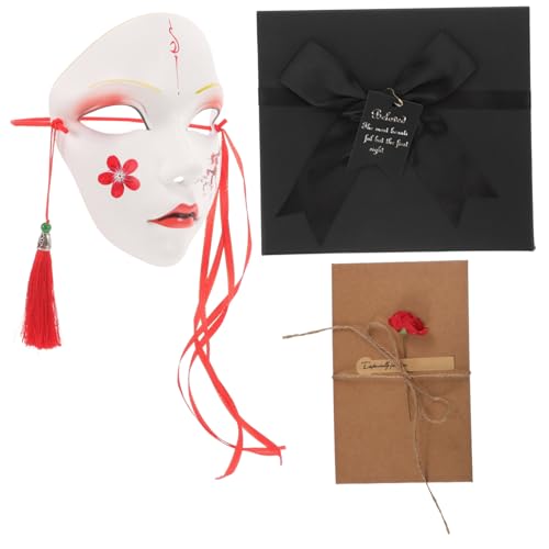 LRXIYODE Handbemalte Vollgesichts Cosplay Maske mit Quasten Halloween Karneval Bühnenmaske Geeignet für Hanfu Kostüm Einzigartige Dekorative Masken Requisite für Party und Festival von LRXIYODE