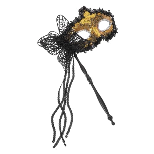 LRXIYODE Handgehaltene Masquerade Maske mit Gelbem Drachenmuster Cosplay Party Maske für Damen und Herren Leichte Kostümmaske für Halloween Karneval und Maskenball LRXIYODE Handgehaltene Masquerade Maske mit Gelbem Drachenmuster Cosplay Party Maske für Damen und Herren Leichte Kostümmaske für Halloween Karneval und Maskenball von LRXIYODE