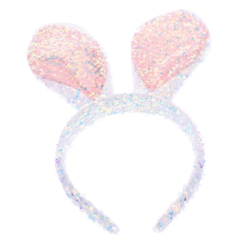 LRXIYODE Hasenohren Haarreif Weiß Glitzernd Bunny Ears Headband Weiches Material Komfortables Cosplay Kostüm Party Stirnband Erwachsene Mädchen von LRXIYODE