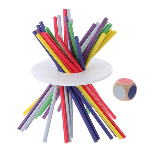 LRXIYODE Holz Balance Sticks Bunt Montessori Stapelspiel für Fördert Hand Auge Koordination Geduld und Strategisches Denken Tragbares Spiel für Familie Reisen Partys Natürlicher von LRXIYODE
