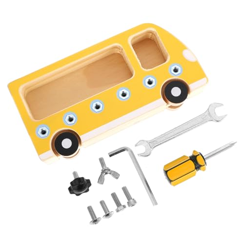 LRXIYODE Holz Busy Board für Lernspielzeug mit Schrauben und Muttern Montessori Feinmotorik Training Langlebiges Holz und Eisenmaterial Buntes Bus Design Pädagogisches für Kleinkinder von LRXIYODE