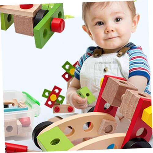 LRXIYODE Holz DIY Werkzeugkasten Pädagogisch Schrauben Muttern Realistische Nachbildung Fördert Feinmotorik Kreativität und Rollenspiel von LRXIYODE