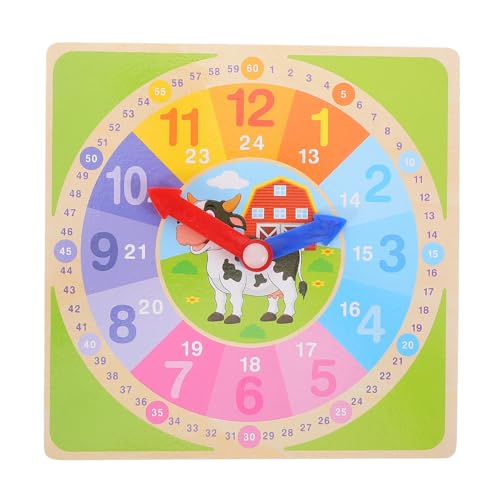 LRXIYODE Holz Lernuhr für Lernspielzeug mit Zahlen und Farben Pädagogische Uhr zum Zeitlernen und Intelligenzförderung für Kleinkinder und Vorschulkinder von LRXIYODE