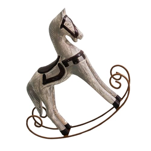 LRXIYODE Holz Schaukelpferd Figur Robuste Bauweise Sicherer Sitz Kreatives Design Für Kinderzimmer Dekoration Und Geschenkidee von LRXIYODE