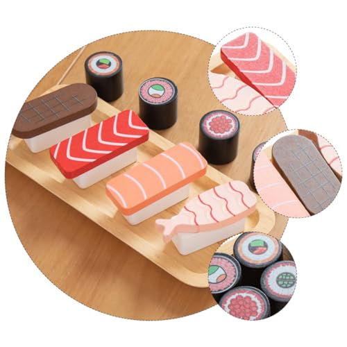 LRXIYODE Holz Sushi Realistische Simulation Sicheres Lernspielzeug für Jungen und Mädchen Fördert Feinmotorik und Eltern Junge Mädchen Interaktion Leichtes Miniaturmodell für Rollenspiele von LRXIYODE