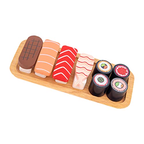 LRXIYODE Holz Sushi Spielset Teilig Realistische Simulation Kindgerechtes Farbenfrohes Rollenspielzeug Fantasie Sicher Lackiert Glatte Oberfläche Robust und Detailgetreu von LRXIYODE