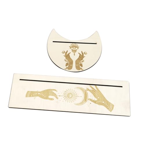 LRXIYODE Holz Tarotkartenhalter Mondform und Rechteckig Langlebiges Divinationszubehör Kompakt und Platzsparend Dekoratives Tarotkarten Display für Zuhause Bar Restaurant und Schlafzimmer von LRXIYODE