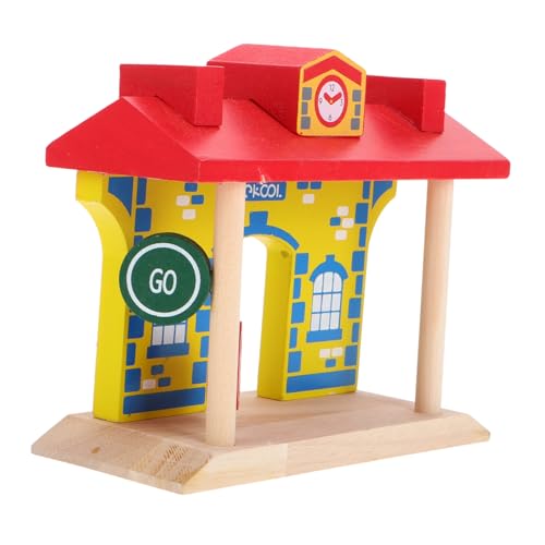 LRXIYODE Holz Zugbahn Zubehör Set mit Bahnübergängen und Station Realistisches Holzspielzeug für Kleinkinder Vielseitige Bausteine für Kreative Eisenbahnstrecken Fördert Teamspiel und von LRXIYODE