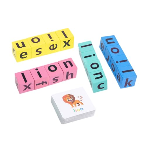 LRXIYODE Holzbuchstaben Lernspiel Alphabet Puzzle mit Wortkarten Pädagogisches Rechtschreibspielzeug für Vorschulkinder Eltern Junge Mädchen Interaktion Sichere Glatte Verarbeitung von LRXIYODE