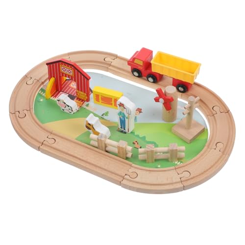 LRXIYODE Holzeisenbahn Teilig Lernspielzeug mit Bauernhof Tieren Buntes Zugspielzeug Fördert Kreativität Logisches Denken und Feinmotorik für Kleinkinder und Vorschulkinder von LRXIYODE