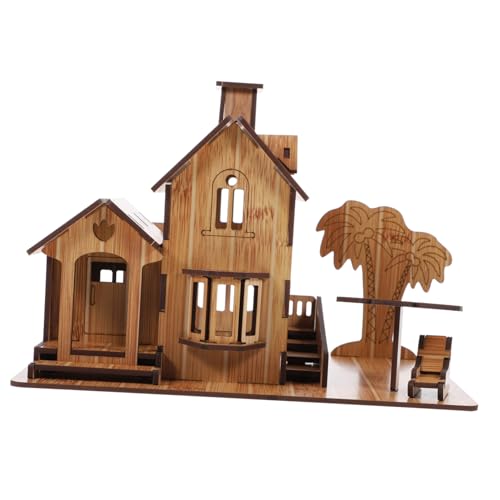 LRXIYODE Holzpuzzle Hausmodell DIY Bausatz aus Hochwertigem Holz Pädagogisches Konstruktionsspielzeug für Kreativität und Hand Auge Koordination von LRXIYODE