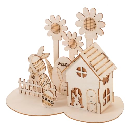 LRXIYODE Holzpuzzle Osterdekoration DIY Teiliges Hasen und Ei Modell Pädagogisches Holzspielzeug für Handwerkliches Lernspiel für Ostern Robustes Naturholz für Familienaktivitäten von LRXIYODE