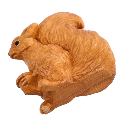 LRXIYODE Holz Tier Ornament Squirrel Statue Dekorative Holzfigur Für Schreibtisch Kreative Garten Deko Niedliches Eichhörnchen Für Frühlingsdekoration Und Wohnaccessoires von LRXIYODE
