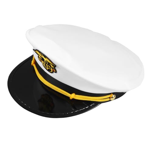 LRXIYODE Kapitänsmütze Atmungsaktiver Matrosenhut Bestickter Weißer Sailor Hut für Kostüm Bühne Sommerlich Verstellbar Leicht und Angenehm von LRXIYODE
