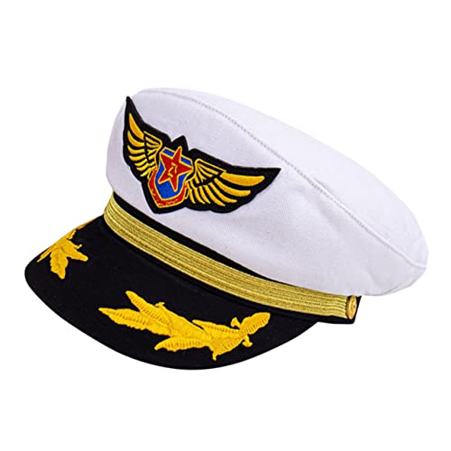 LRXIYODE Kapitänsmütze aus Baumwolle mit Goldbesticktem Segler Design Sonnenkappe mit Gebogenem Schirm für Outdoor Events Cosplay Party und Rollenspiele von LRXIYODE
