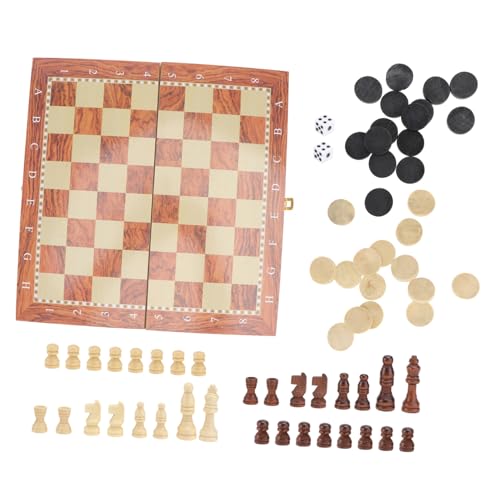 LRXIYODE Klappbares Holz Schachspiel mit Figuren für Familie Multifunktionales Schach Dame und Tragbar Langlebig und Leicht zu Verstauen Ab Jahren von LRXIYODE