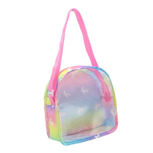LRXIYODE Kleine Handliche Aufbewahrungstasche für Puppenzubehör mit Transparentem Rundem Deckel und Verstellbarem Robuste Kompakte Reisetasche für Fläschchen und Spielzeuge von LRXIYODE