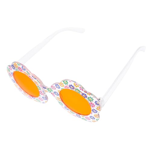 LRXIYODE Kleine Sonnenbrille für Mädchen mit Blumenmuster Niedliche Partybrille Transparente Orangefarbene Gläser Lustige Fotobrille für Kindergeburtstag und Outdoor Strandspaß von LRXIYODE