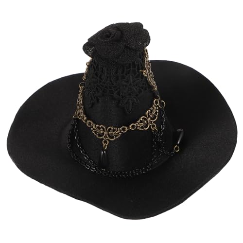 LRXIYODE Kleiner Schwarzer Gothic Hexenhut Haarklammer Halloween Hexenhut Haarschmuck Cosplay Bühnenkostüm Zubehör für Damen Festliche Party Masquerade von LRXIYODE