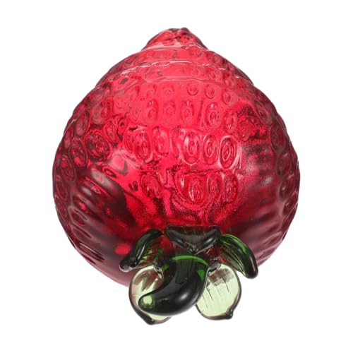 LRXIYODE Kristallornamente Künstliche Früchte Zur Dekoration Erdbeerornament Erdbeeren Fruchtornament Dekoration Erdbeer Tafelaufsätze Obstornamente Für Den Schreibtisch Rotes Glas von LRXIYODE