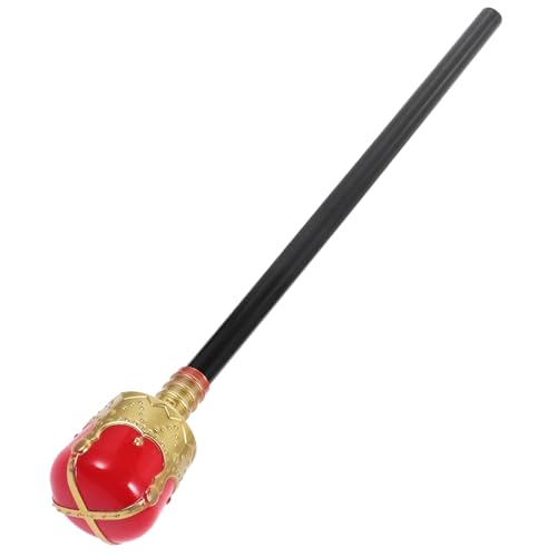 LRXIYODE Kunststoff König Handstab Halloween Requisite Langlebig Sicher für Kostüm Zubehör Karneval Party Cosplay Accessoire Rot Gold von LRXIYODE