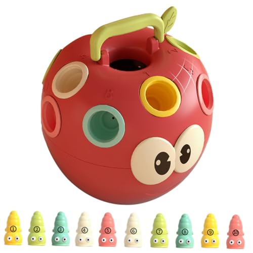 LRXIYODE Lernspielzeug Apple Worm Zahlen Farberkennung Puzzle für Kleinkinder Ab Jahr Förderndes Montessori Lernspielzeug zur Entwicklung von Hand Auge Koordination und Logischem von LRXIYODE