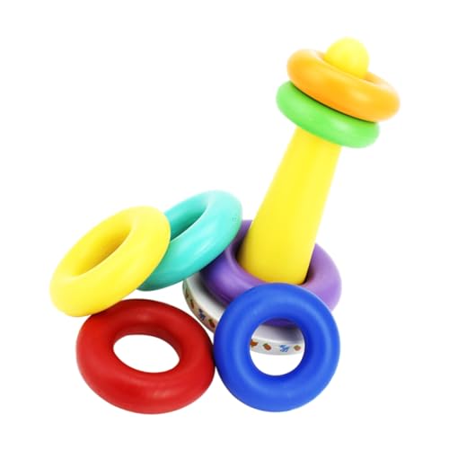 LRXIYODE Lernspielzeug Ringwurfspiel mit Bunten Ringen Pädagogisches Aktivitätsspielzeug für Kleinkinder Sicherer Fördert Farberkennung Feinmotorik und Koordination von LRXIYODE