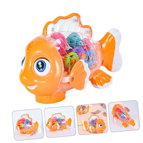 LRXIYODE Leuchtendes Mechanisches Transparentspielzeug Fisch mit LED lichtern Musik und Universellen Rädern Geeignet für Kleinkinder Jahre Robustes Abs Material Inklusive Schraubendreher von LRXIYODE