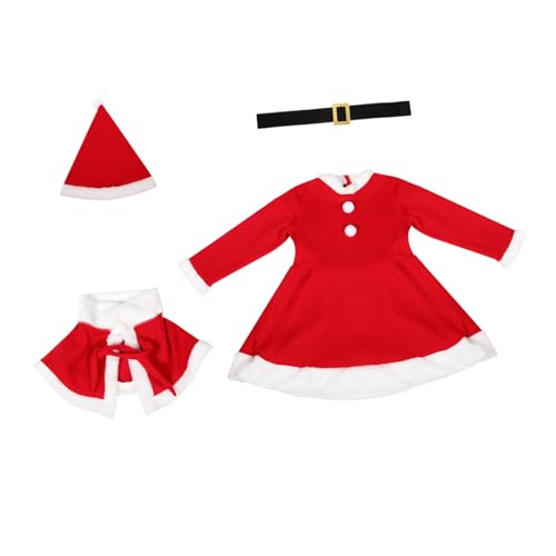 LRXIYODE Mädchen Weihnachtsmann Kostüm Weihnachtskleid mit Hut Schal und Gürtel für Weihnachtsfeiern und Festliche Anlässe von LRXIYODE