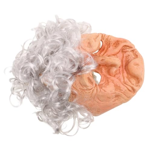 LRXIYODE Maske des Alten Mannes Kostüm Cosplay Kopfbedeckung Realistische Maske Senioren Maske Lustige Maskerade Perückenkostüm für Herren Kostümzubehör für alte Männer Haarmasken Emulsion von LRXIYODE