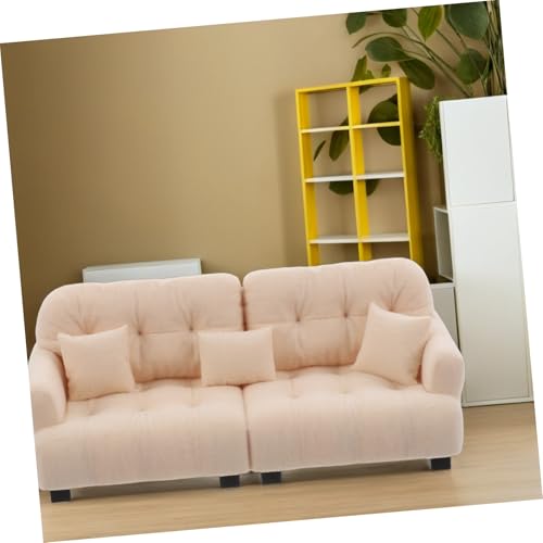 LRXIYODE Maßstab Cremefarbenes Mini Couch Für Puppenhaus Wohnzimmereinrichtung Geschenk von LRXIYODE